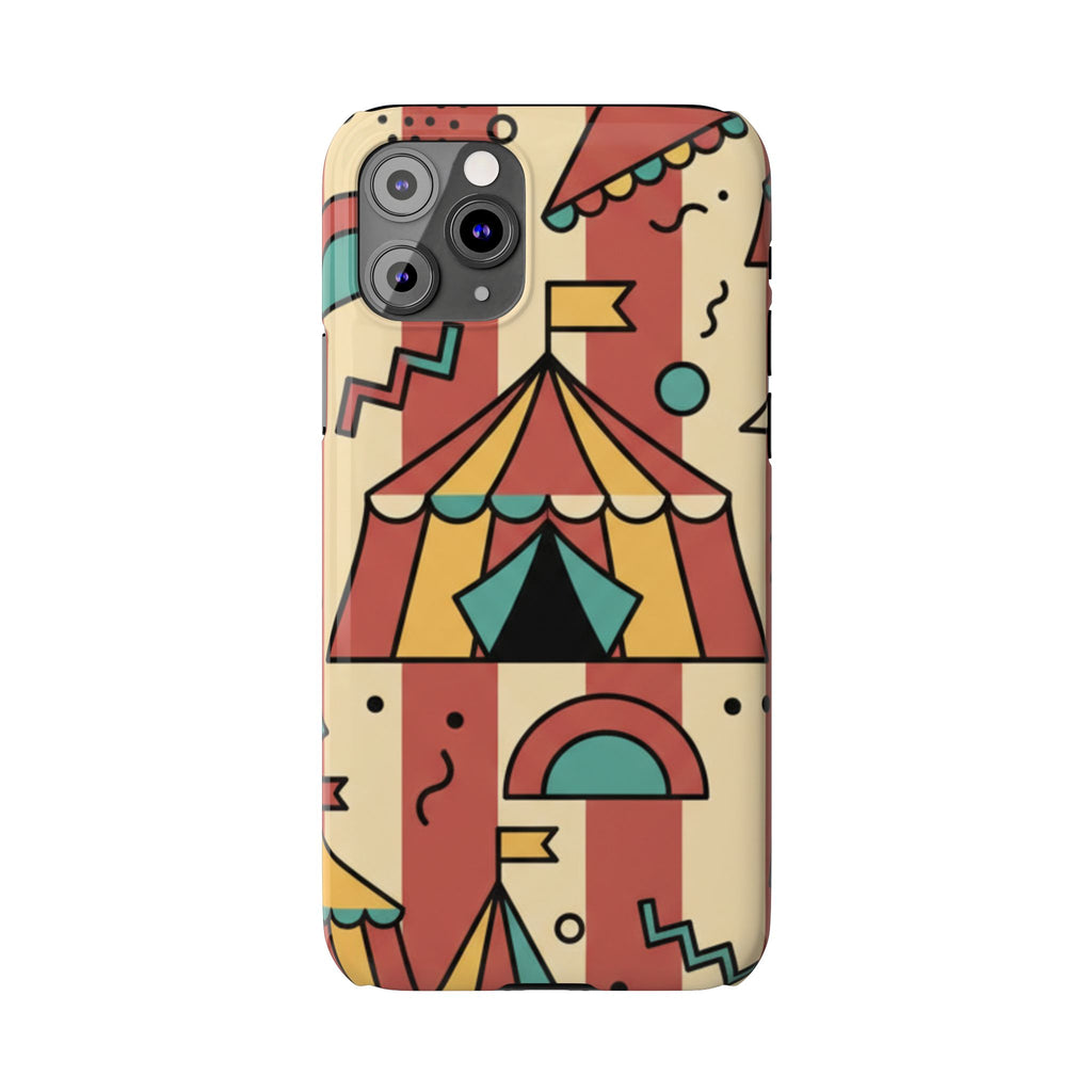 Retro Circus Stripe Slim Phone Case — Vintage 70s Memphis Geometric Design