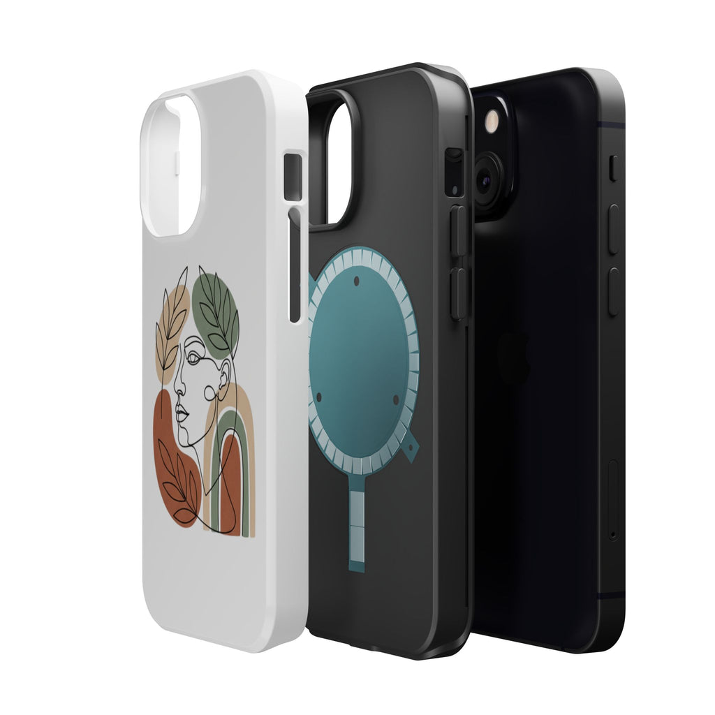 Boho Line-Face Phone Case — Terracotta Sage Minimalist Matte