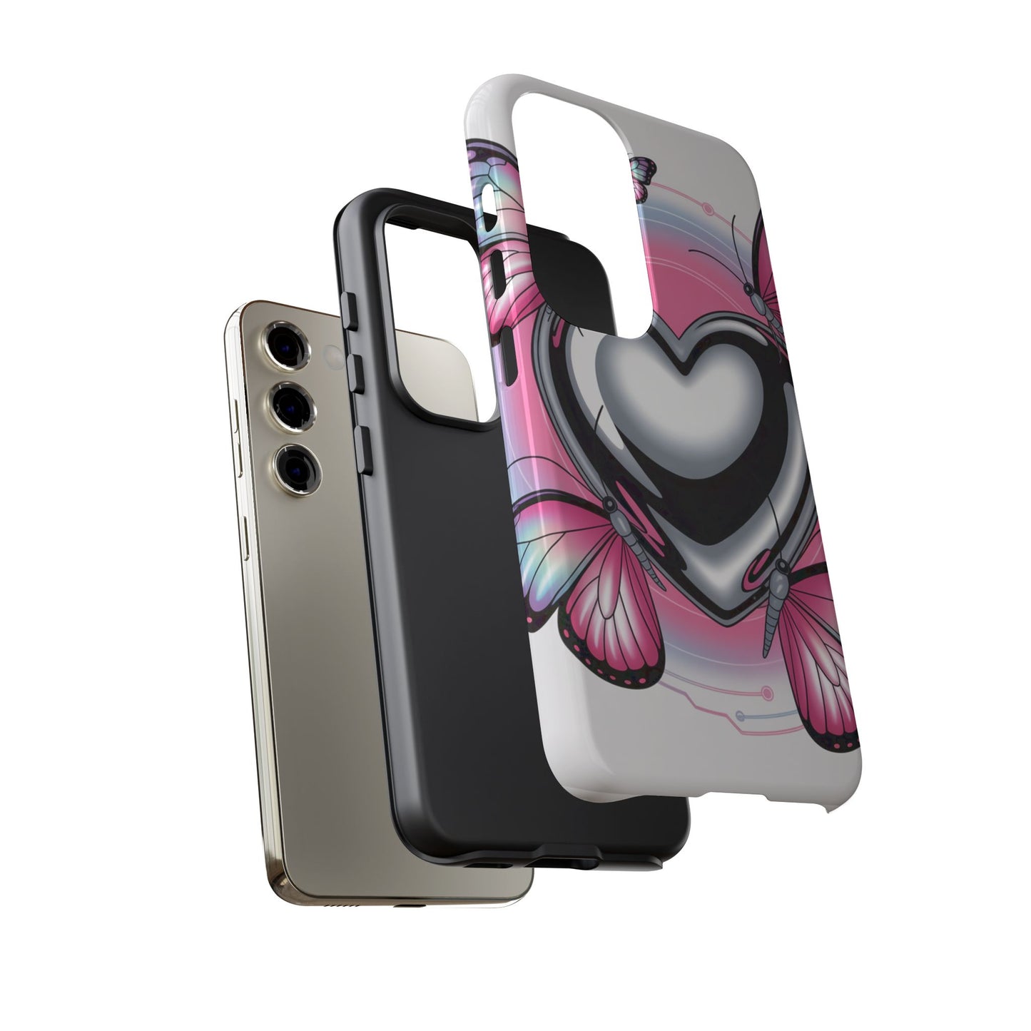 Phone Case - Y2K Aesthetic Chrome Hearts and Butterflies, Cybercore 2000s Vibe