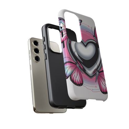 Phone Case - Y2K Aesthetic Chrome Hearts and Butterflies, Cybercore 2000s Vibe