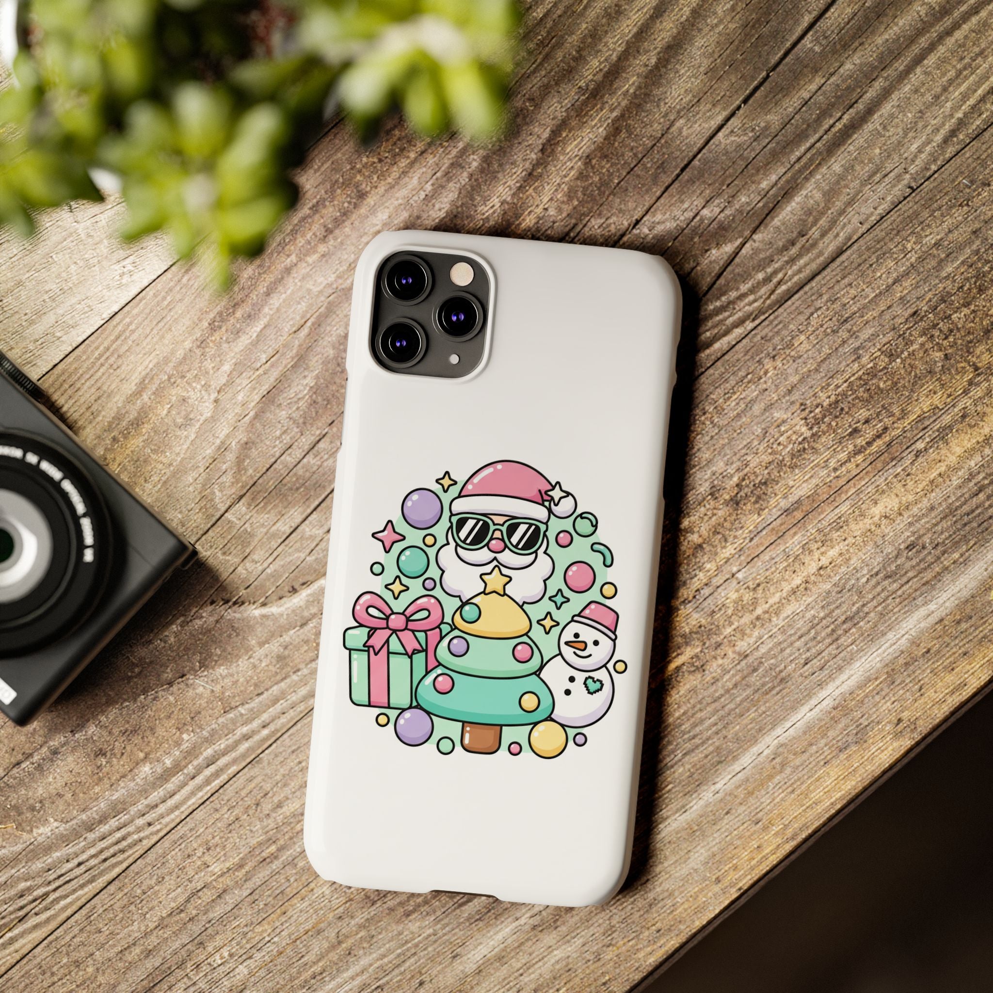 Y2K-Inspired Christmas Phone Case — Playful Bubble Icons & Stars