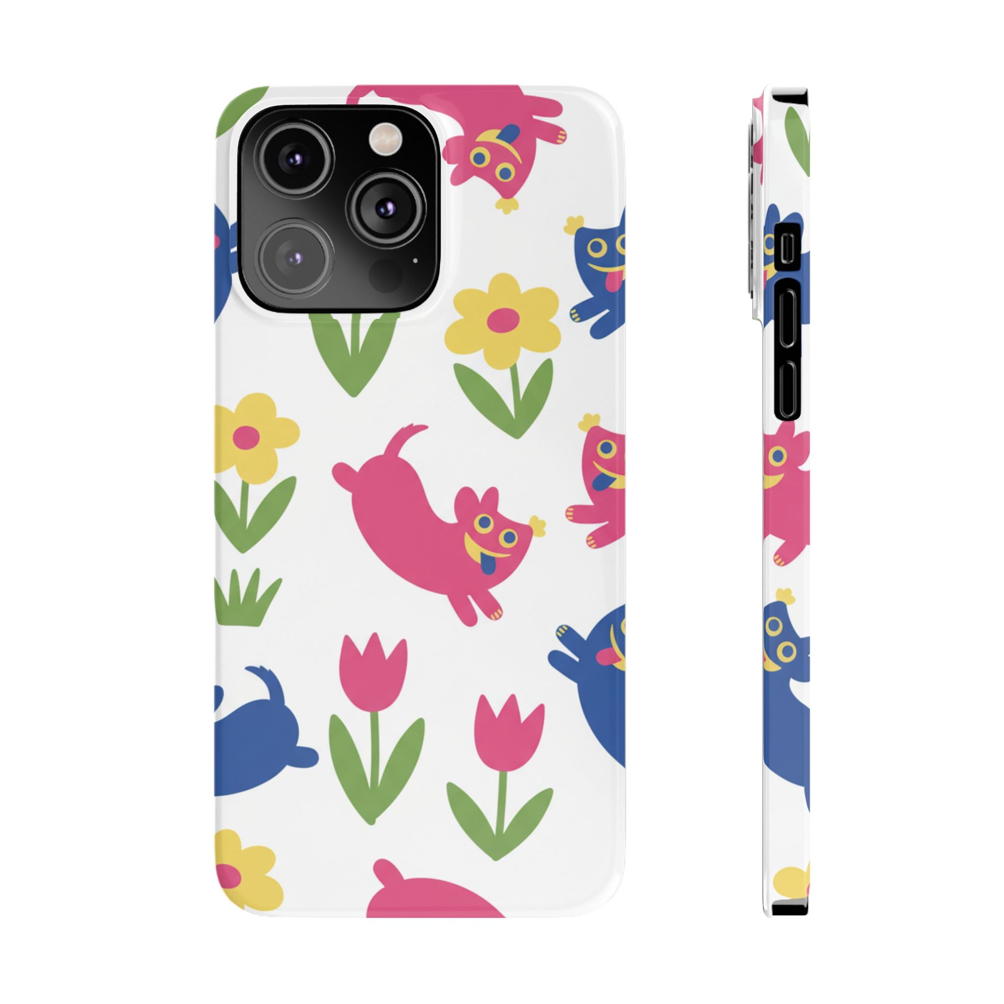 The Joyful Garden: Chunky Sausage Dog & Giant Bloom Phone Case | Modern Naive Art Edition