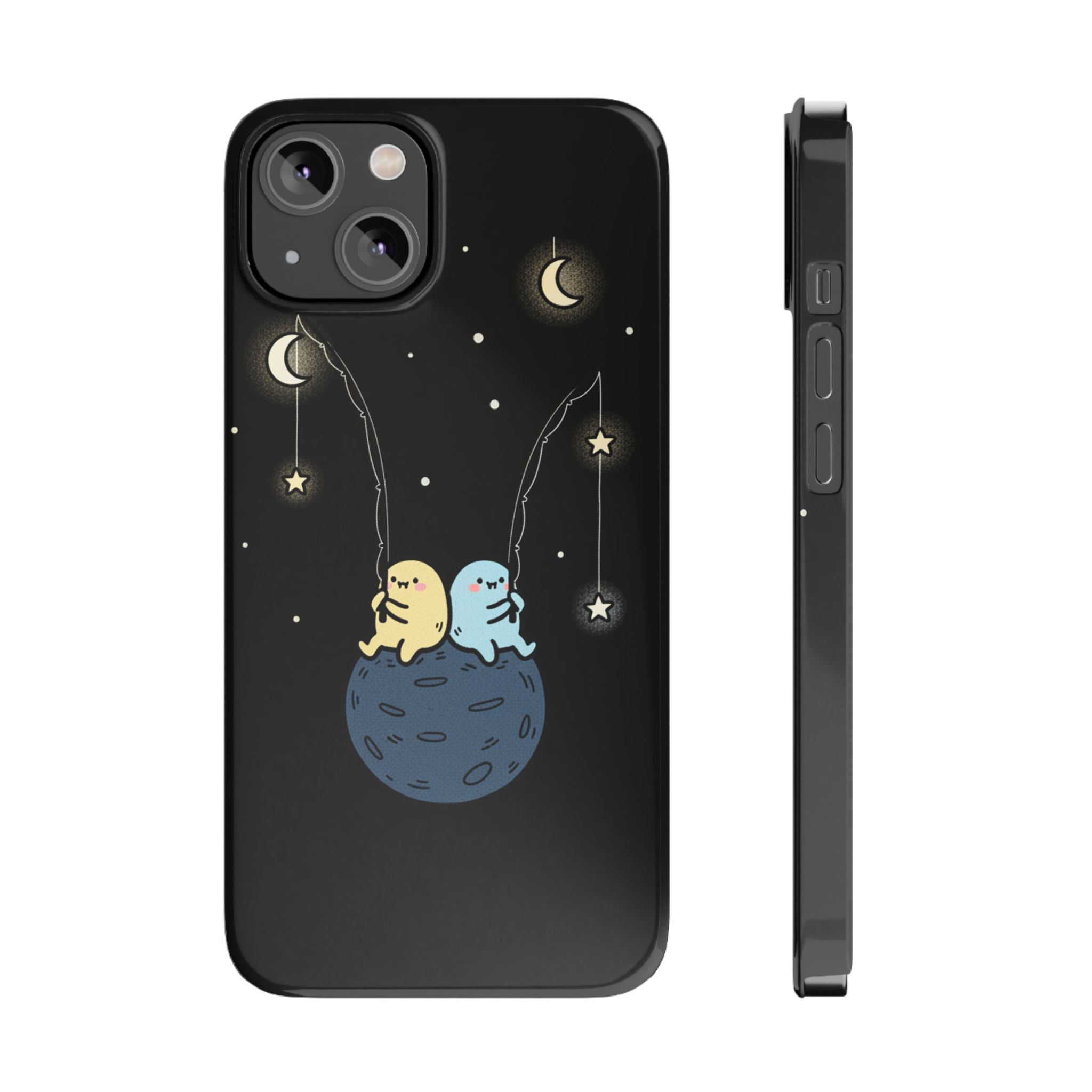 Moonlight Anglers: Whimsical Star Fishing Phone Case | Celestial Doodle Art Aesthetic