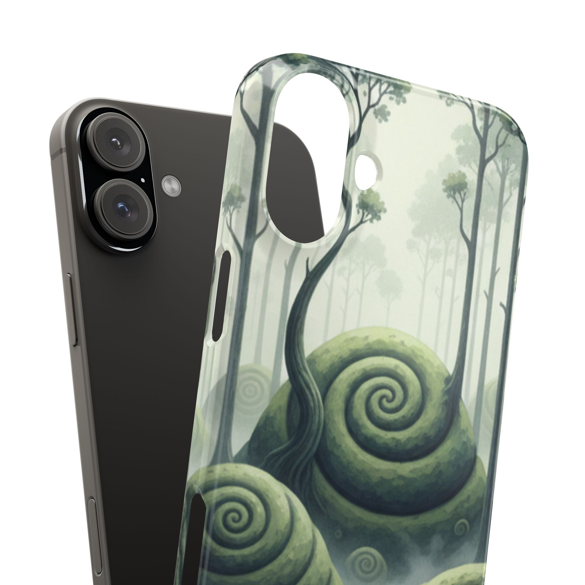 Mystical Forest Slim Phone Case — Dreamy Studio Ghibli‑Style Foggy Hills