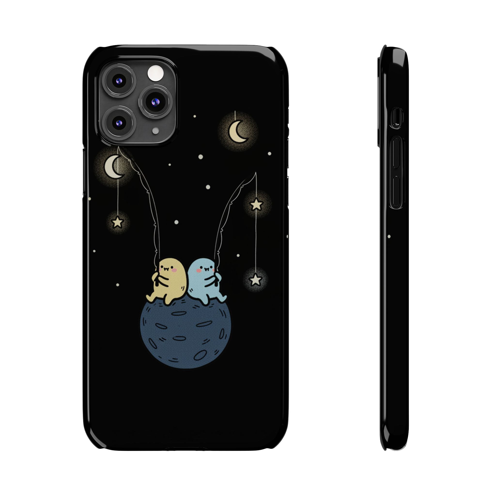 Moonlight Anglers: Whimsical Star Fishing Phone Case | Celestial Doodle Art Aesthetic