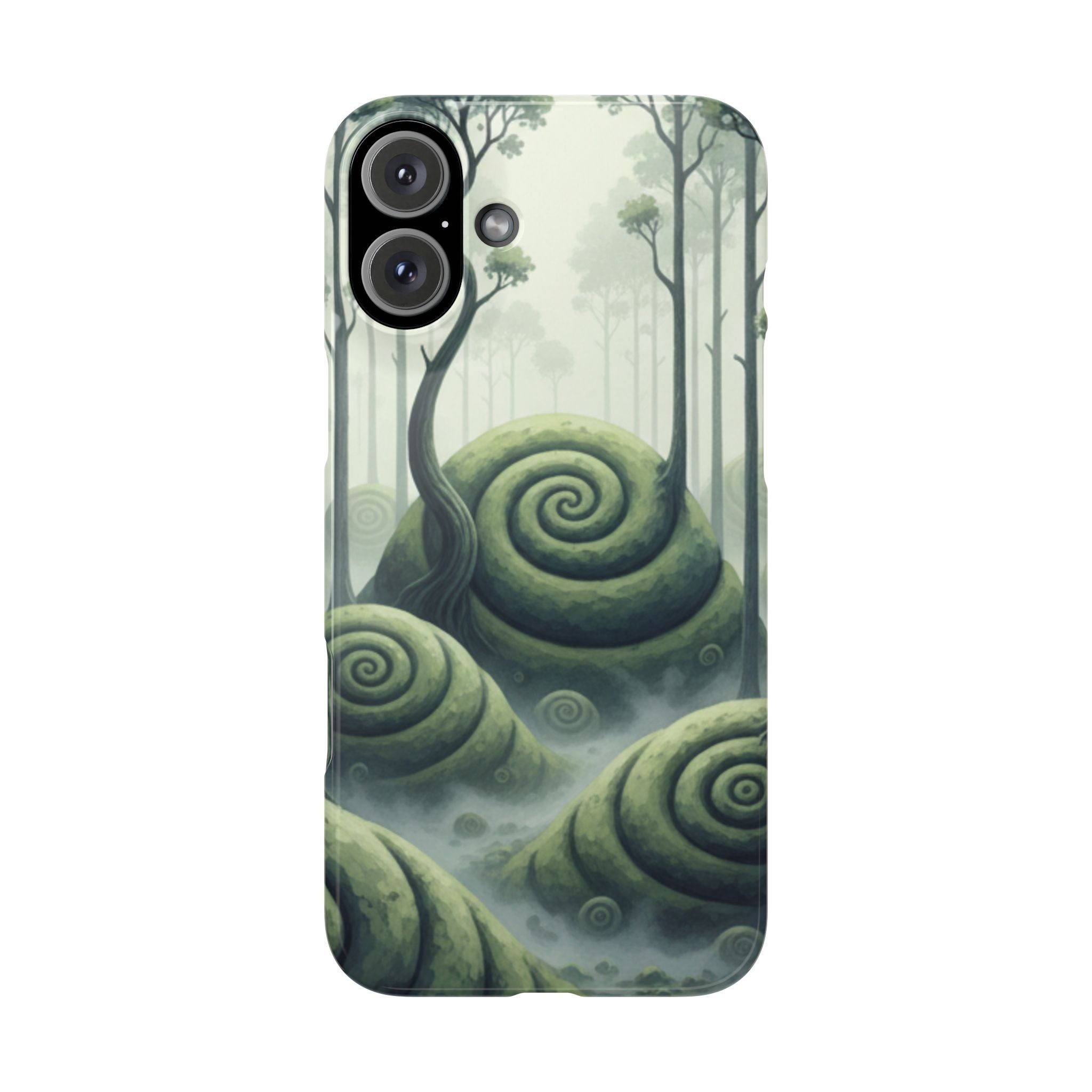 Mystical Forest Slim Phone Case — Dreamy Studio Ghibli‑Style Foggy Hills