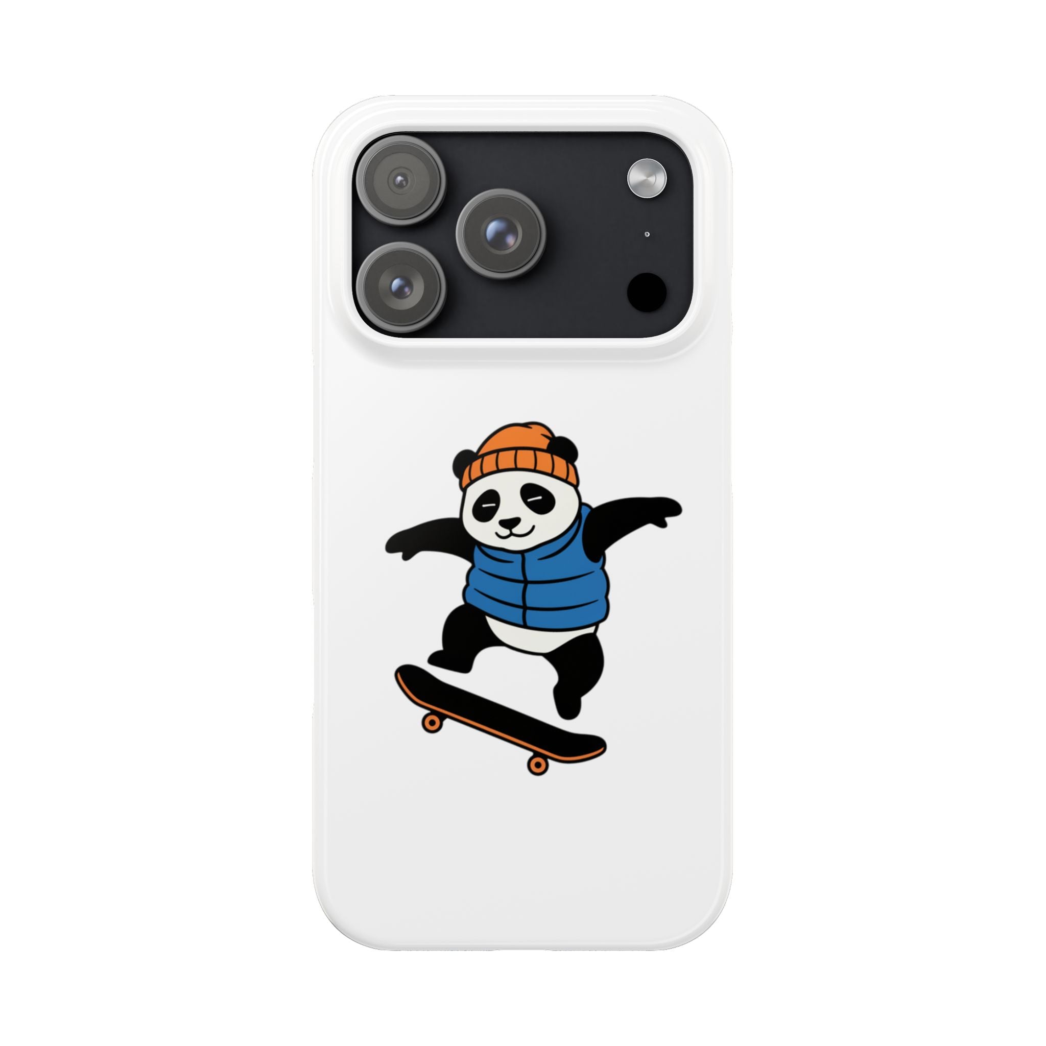 Streetwise Panda: Minimalist Skater Kickflip Graphic Case | Urban Streetwear Cartoon Collection