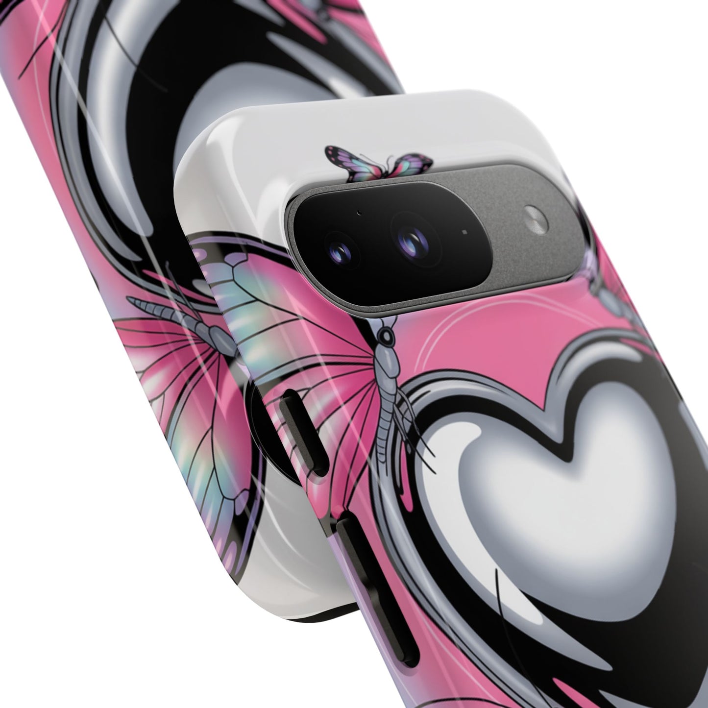 Phone Case - Y2K Aesthetic Chrome Hearts and Butterflies, Cybercore 2000s Vibe