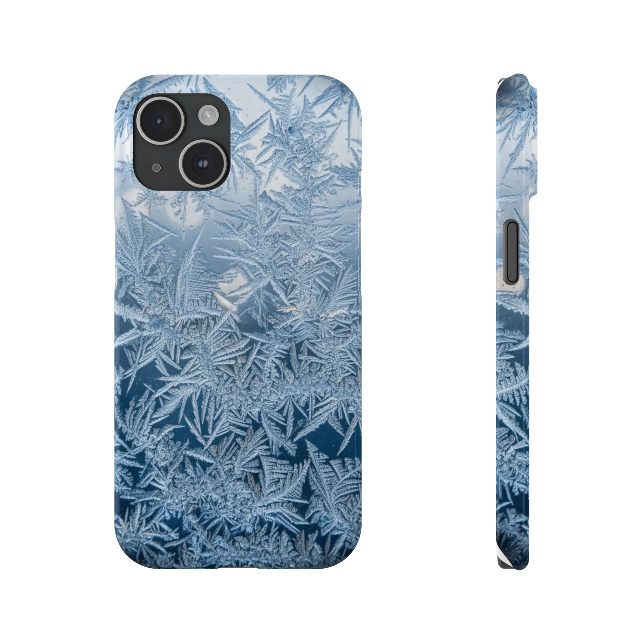 Frosted Window Macro Slim Phone Case — Blue Silver Ice Crystal Texture