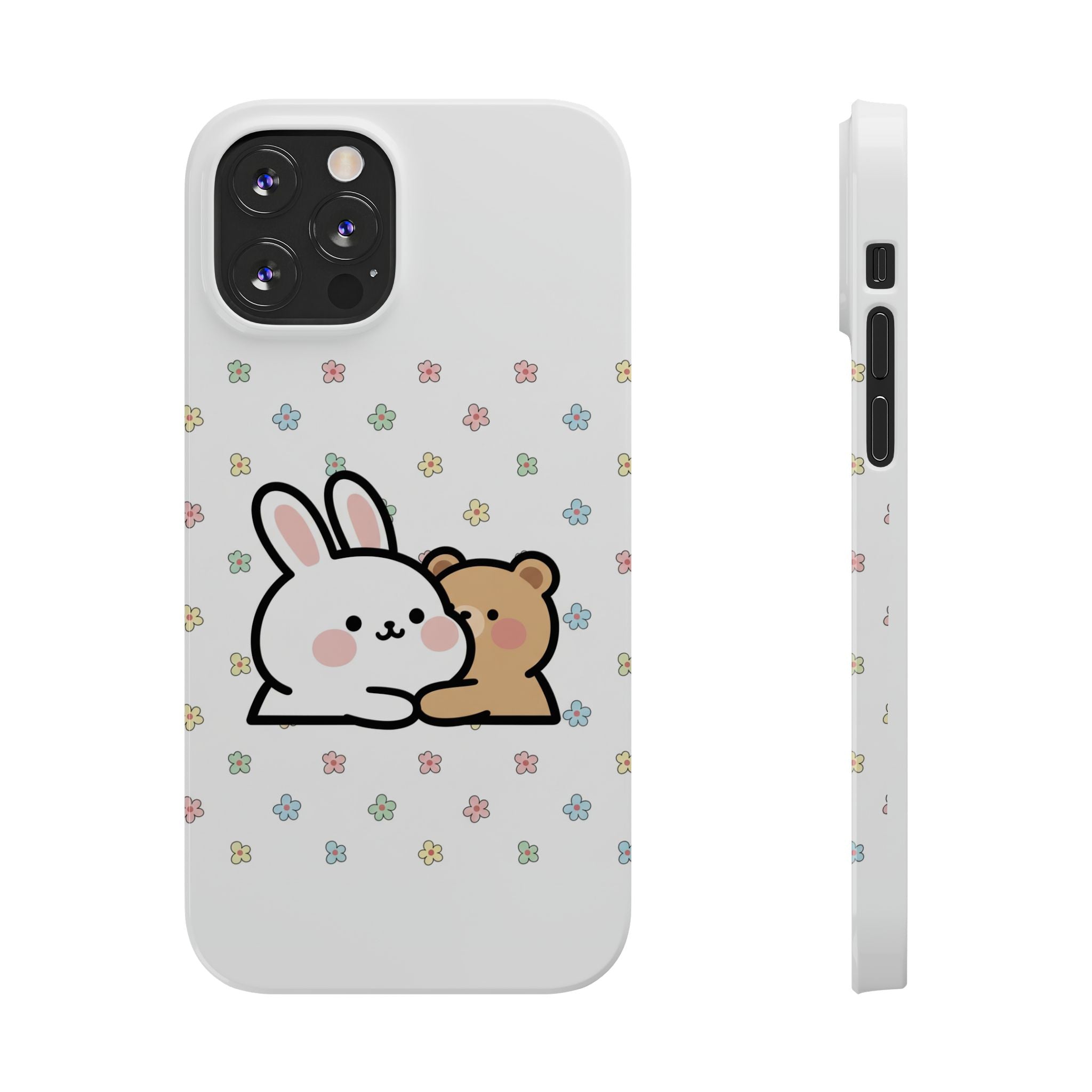 Bunny & Bear Besties: Kawaii Minimalist Doodle Phone Case | Soft Aesthetic Japanese Art Tech Accessory