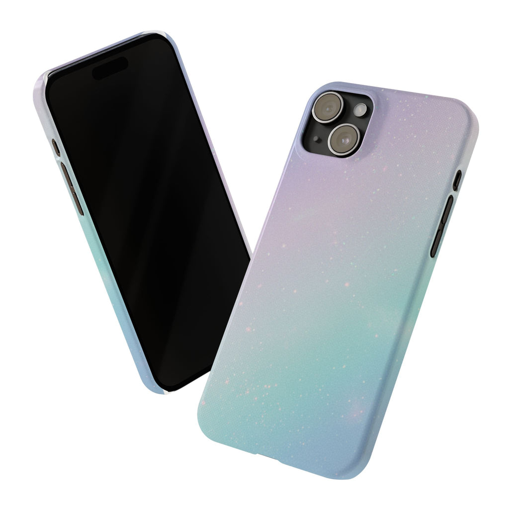 Opalescent Cosmic Slim Phone Case — Shimmering Moon Dust Purple & Blue Gradient