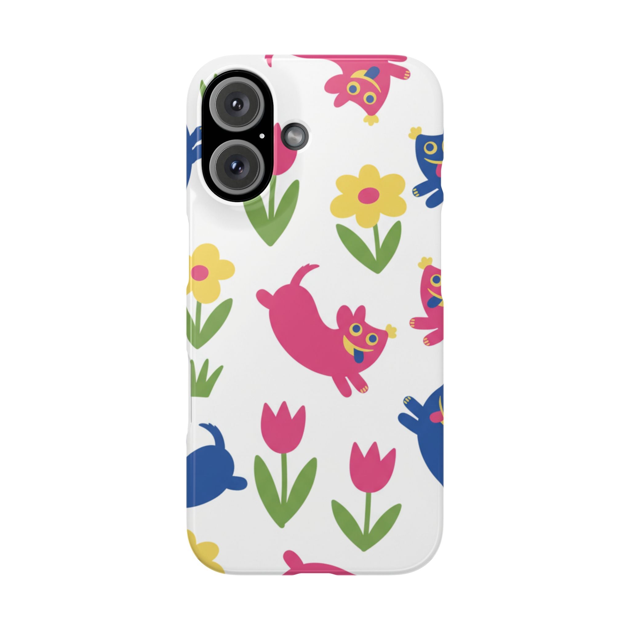 The Joyful Garden: Chunky Sausage Dog & Giant Bloom Phone Case | Modern Naive Art Edition