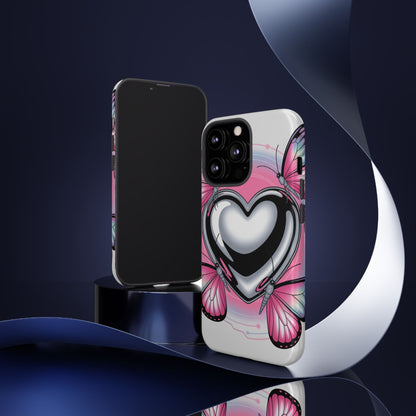 Phone Case - Y2K Aesthetic Chrome Hearts and Butterflies, Cybercore 2000s Vibe