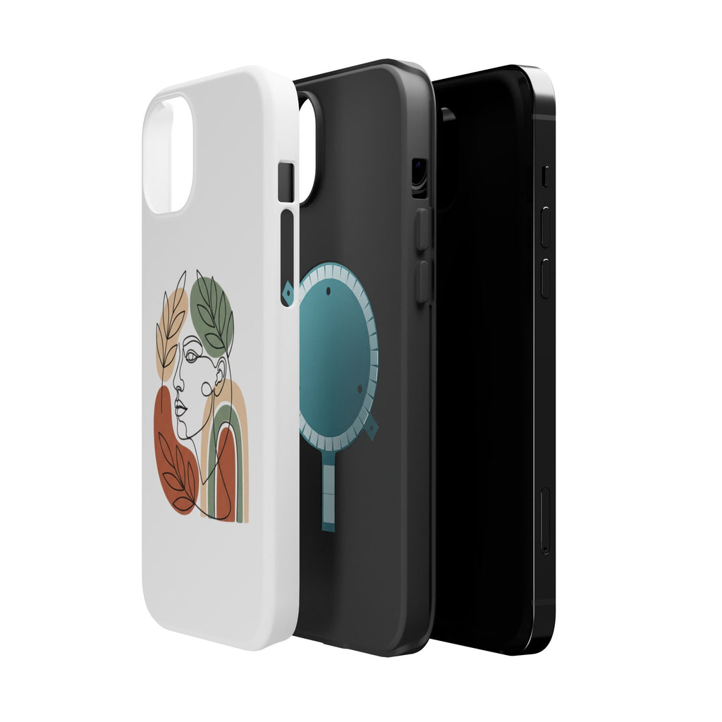 Boho Line-Face Phone Case — Terracotta Sage Minimalist Matte