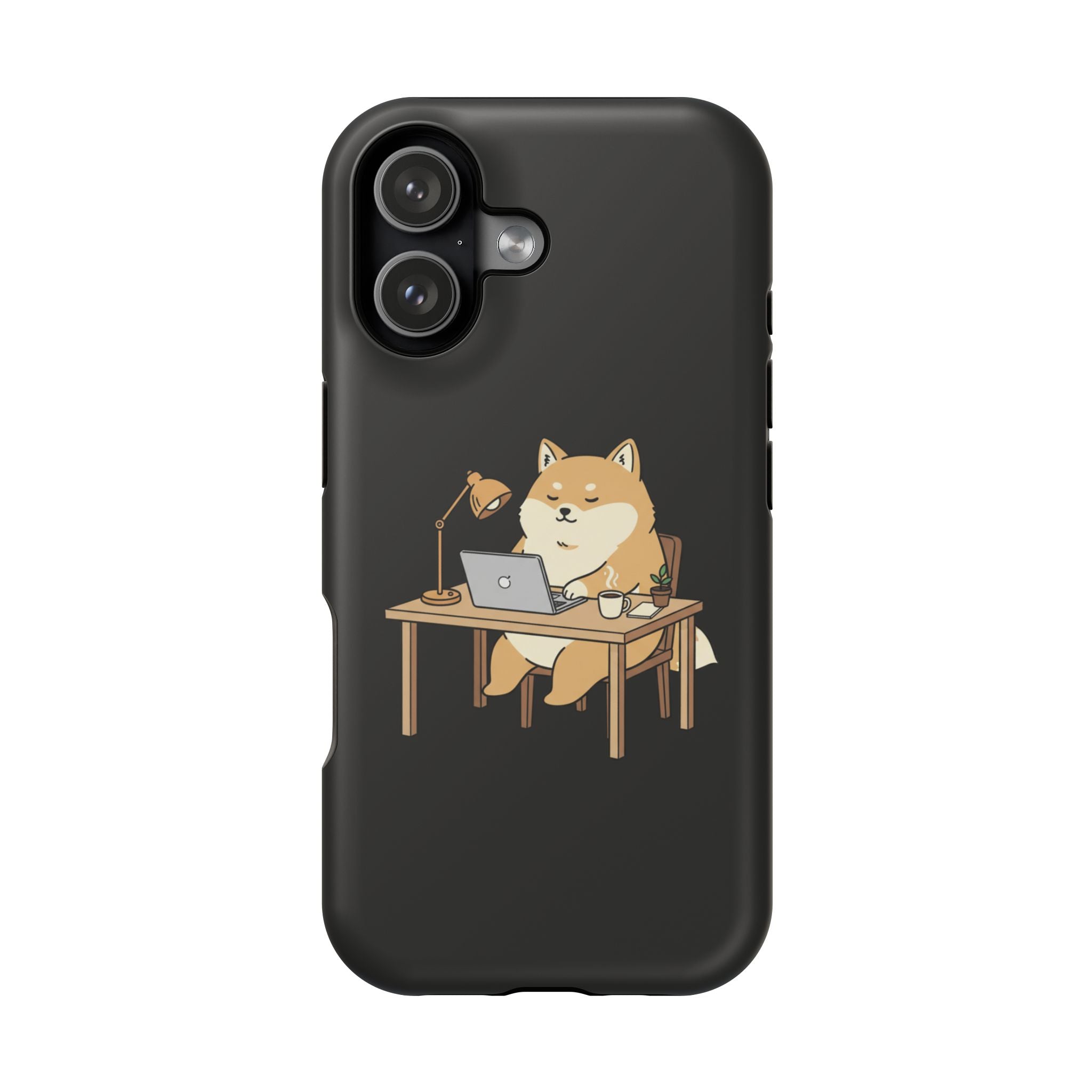 Magnetic Impact-Resistant Phone Case — Cozy Desk Animal Illustration
