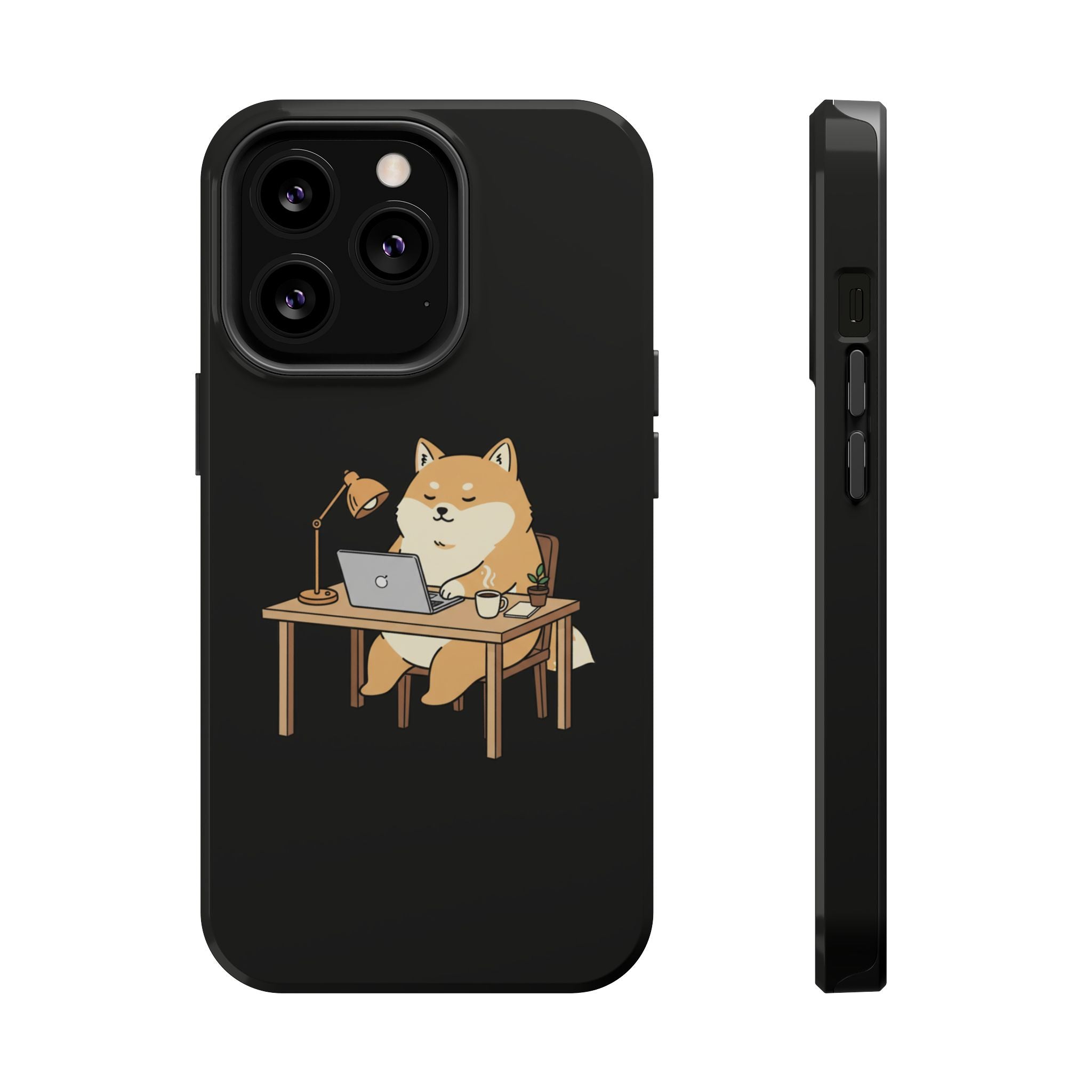 Magnetic Impact-Resistant Phone Case — Cozy Desk Animal Illustration