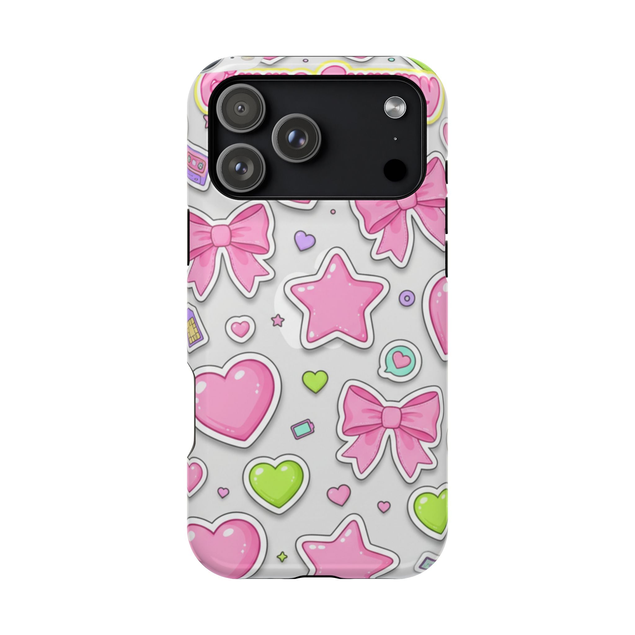 Gimme Gummy Pastel Phone Case — Pink Bows & Lime Hearts Y2K Design