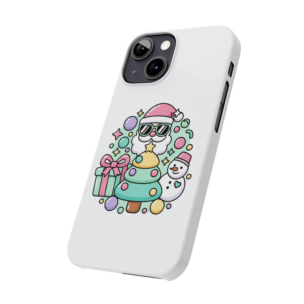 Y2K-Inspired Christmas Phone Case — Playful Bubble Icons & Stars