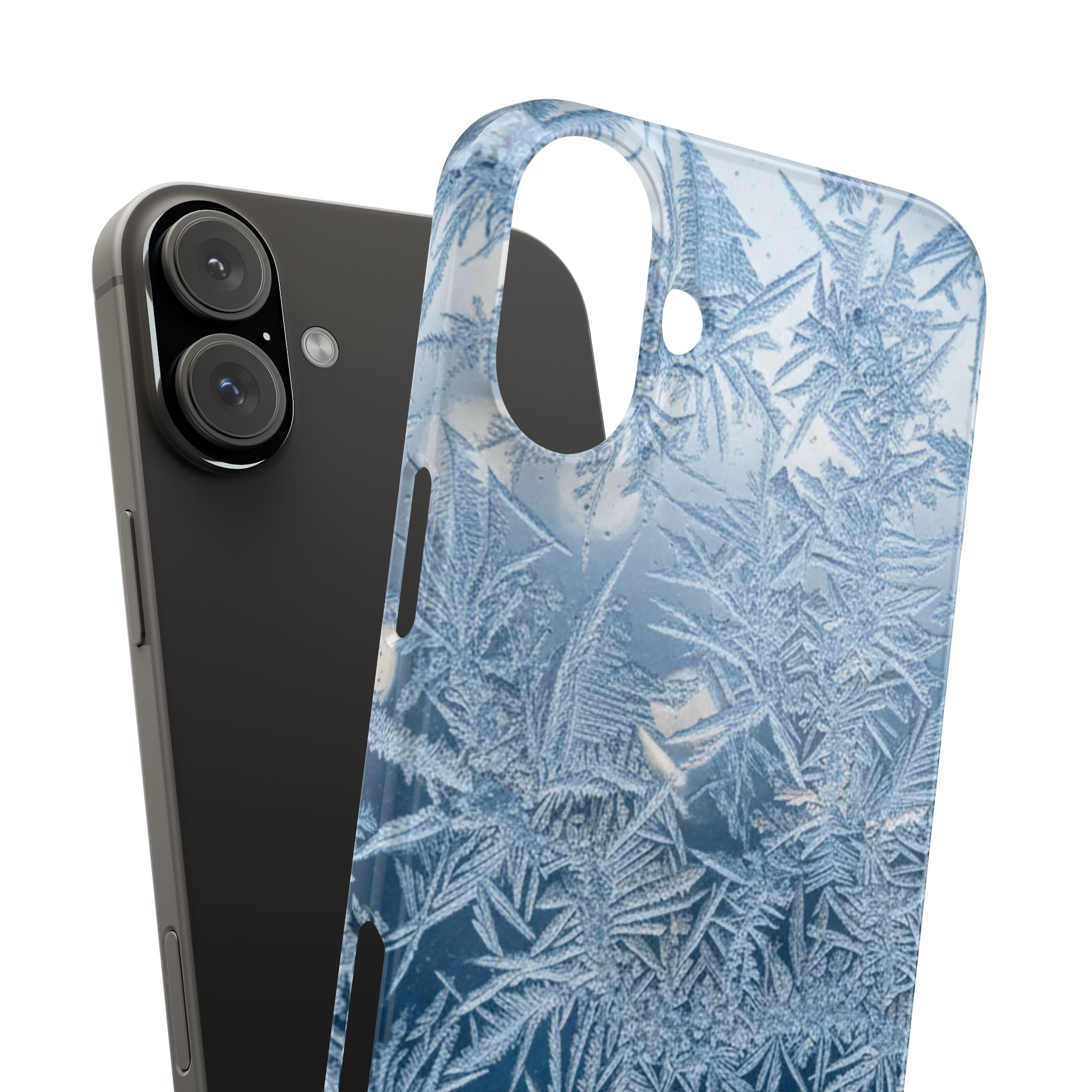 Frosted Window Macro Slim Phone Case — Blue Silver Ice Crystal Texture