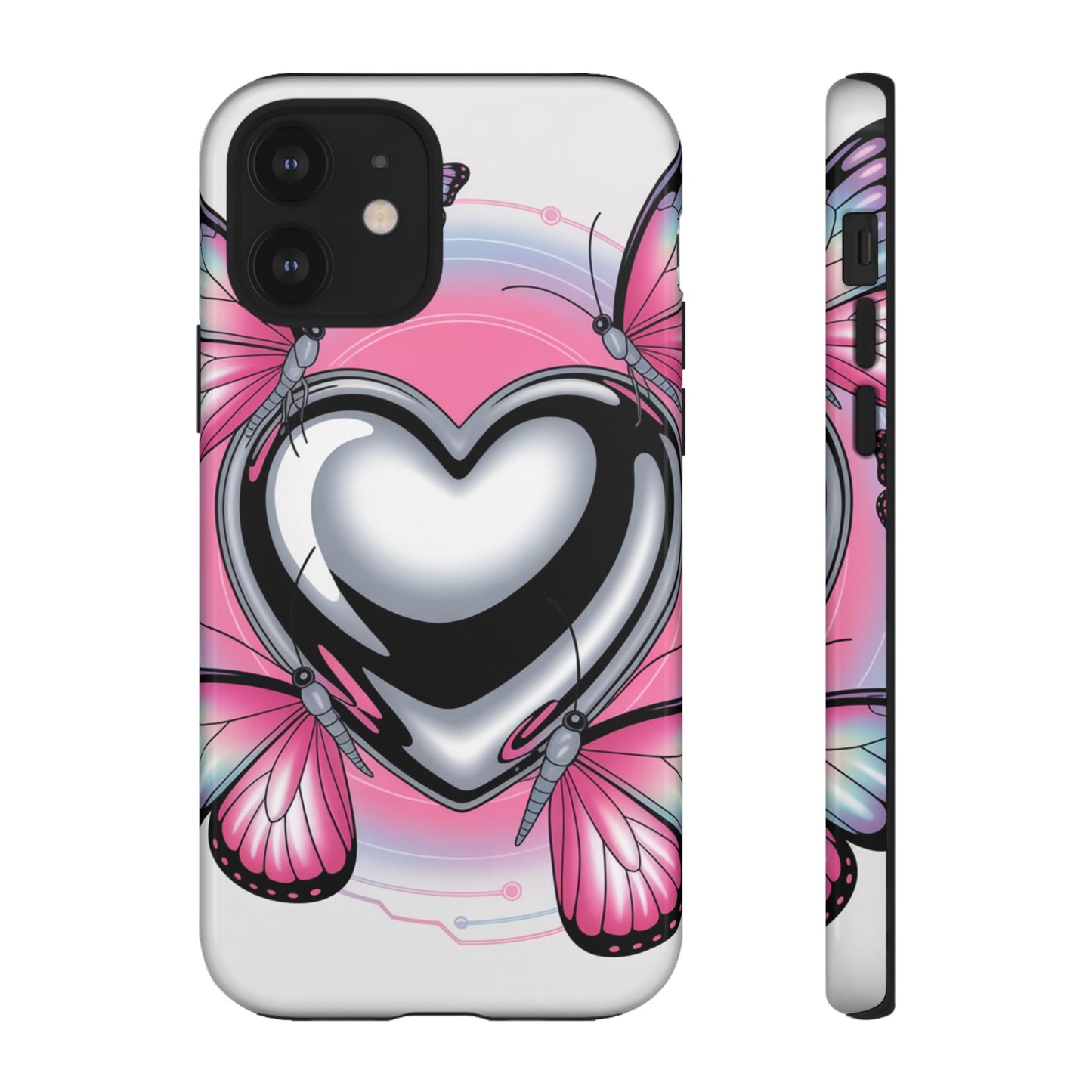 Phone Case - Y2K Aesthetic Chrome Hearts and Butterflies, Cybercore 2000s Vibe