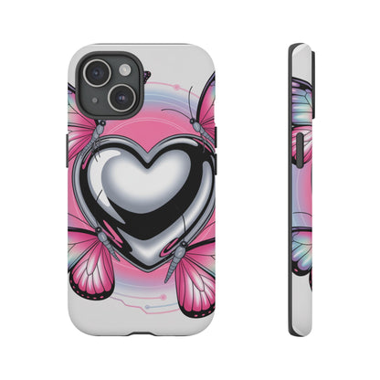 Phone Case - Y2K Aesthetic Chrome Hearts and Butterflies, Cybercore 2000s Vibe