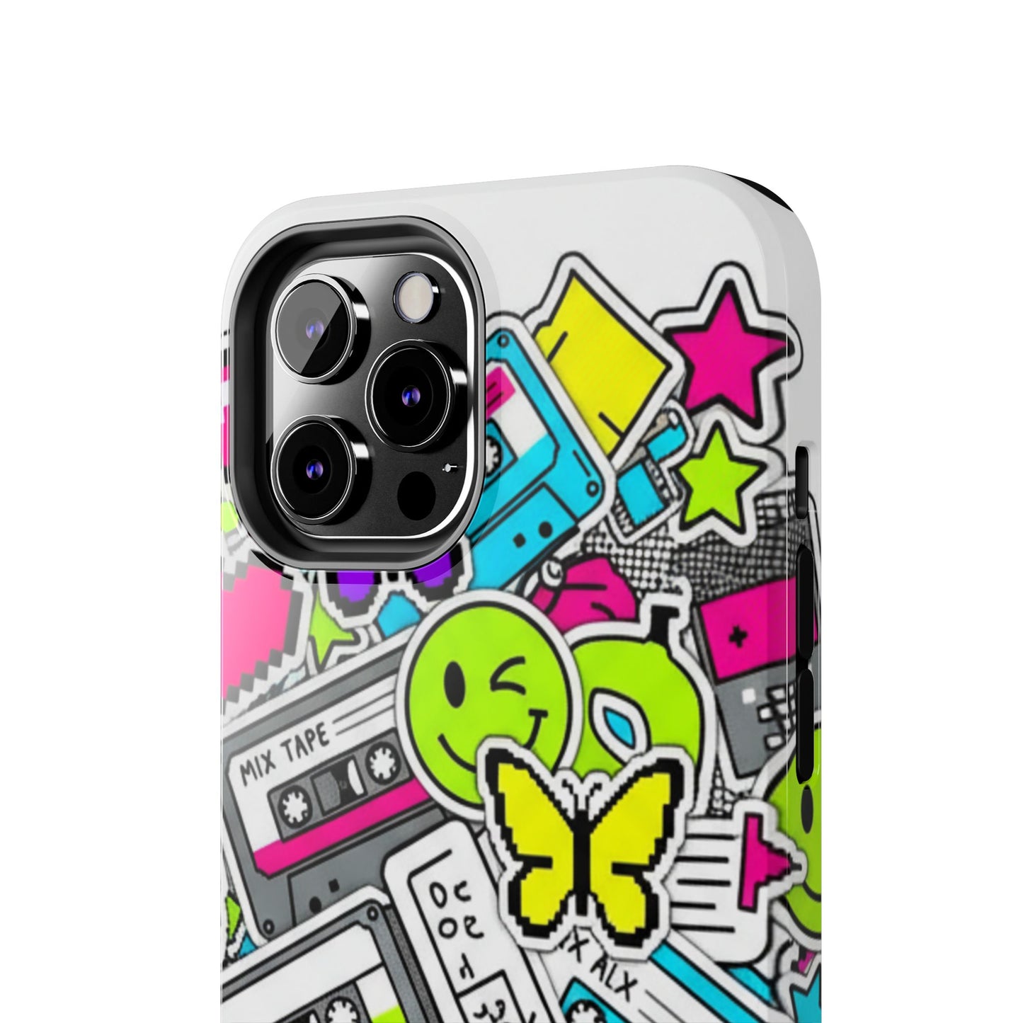 1990s 2000s Sticker Collage Tough Phone Case | Retro Tamagotchi Pixel Art Nostalgia