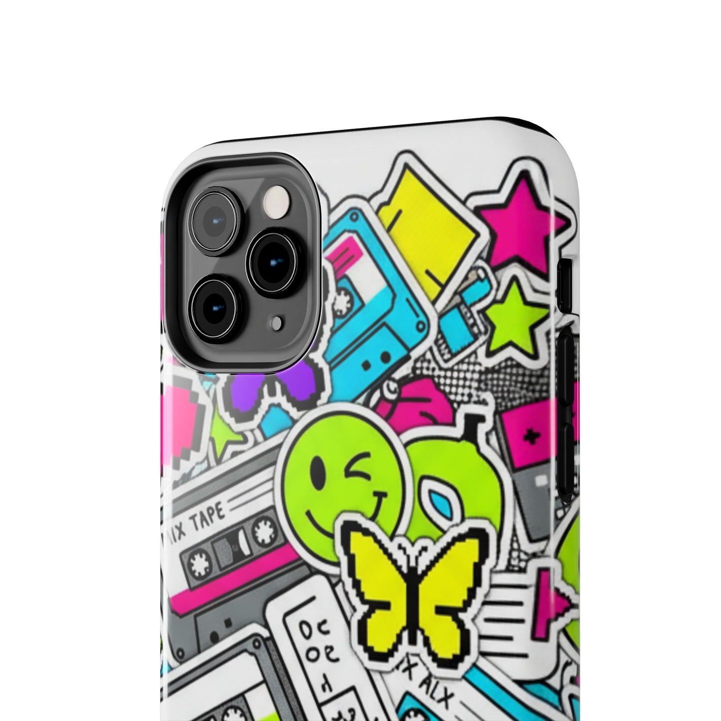 1990s 2000s Sticker Collage Tough Phone Case | Retro Tamagotchi Pixel Art Nostalgia