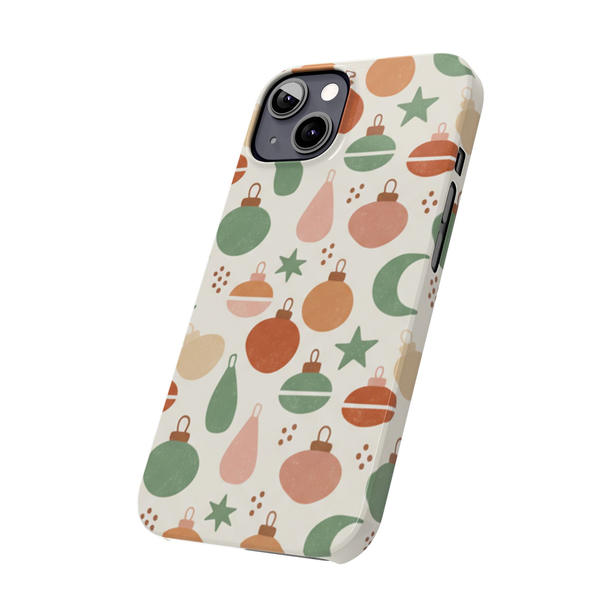 Holiday Ornament Pattern Slim Phone Case — Retro Christmas Baubles Design