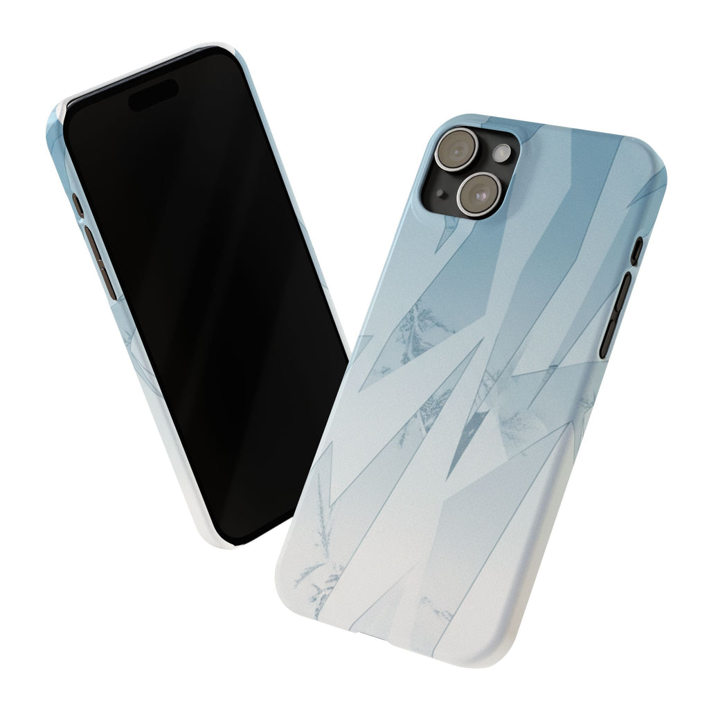 Icy Frost Minimalist Slim Phone Case — Frosted Glass Blue Gradient