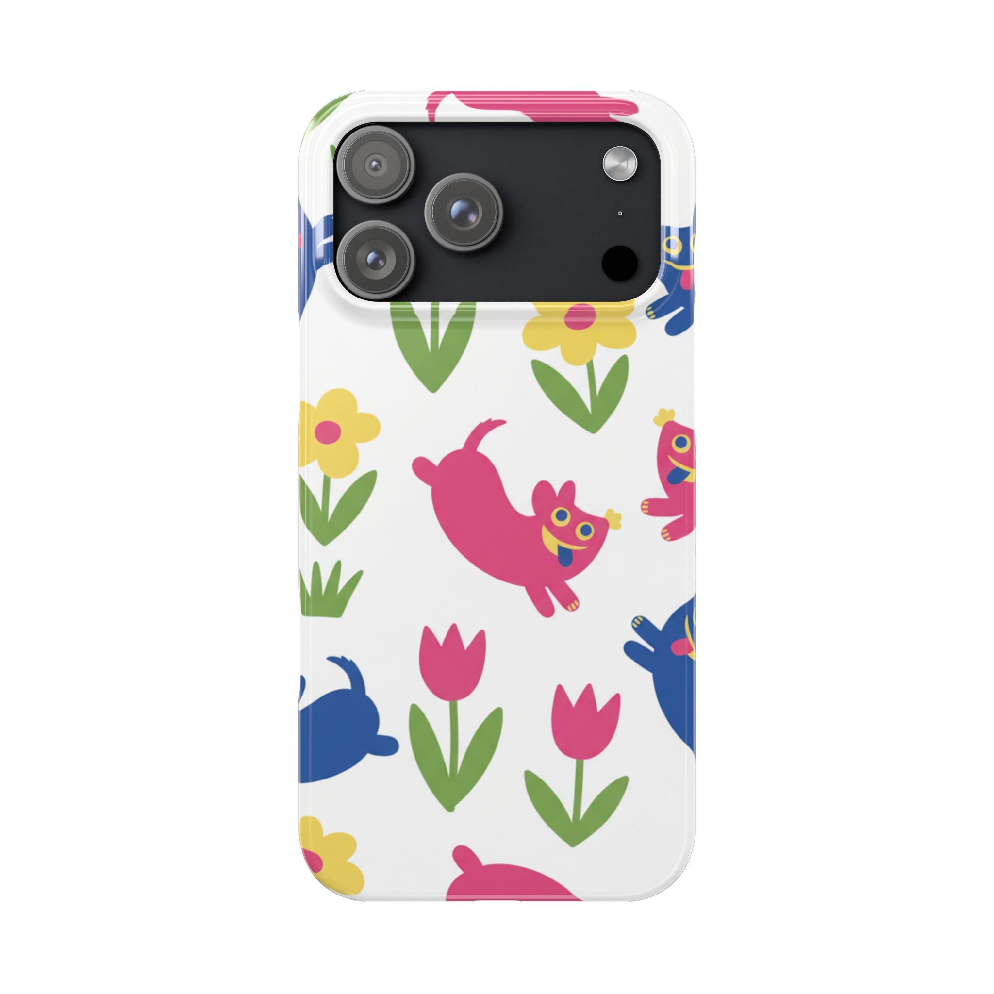 The Joyful Garden: Chunky Sausage Dog & Giant Bloom Phone Case | Modern Naive Art Edition