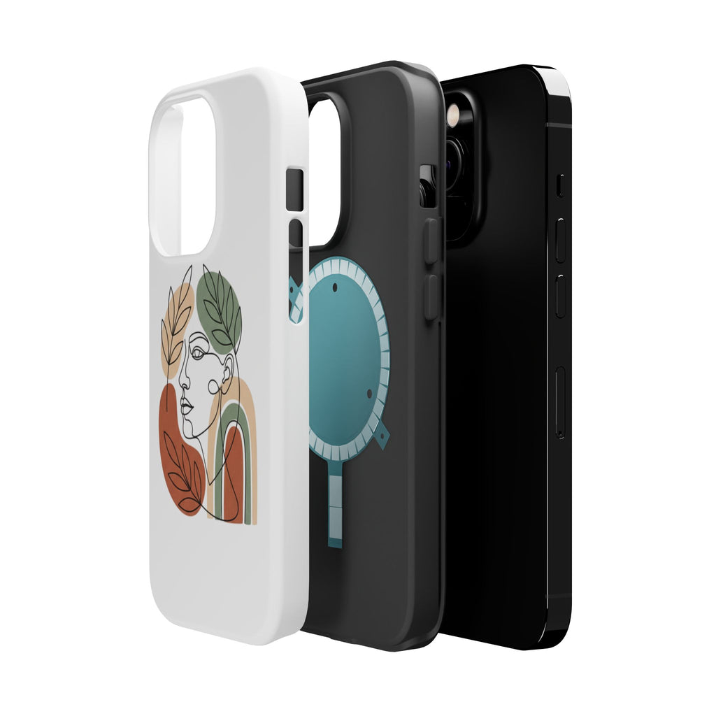 Boho Line-Face Phone Case — Terracotta Sage Minimalist Matte
