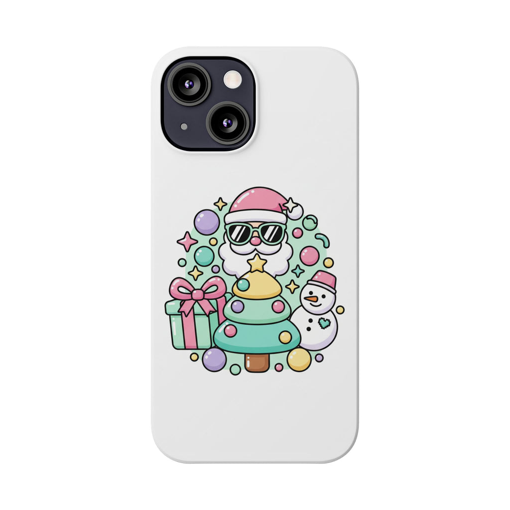 Y2K-Inspired Christmas Phone Case — Playful Bubble Icons & Stars