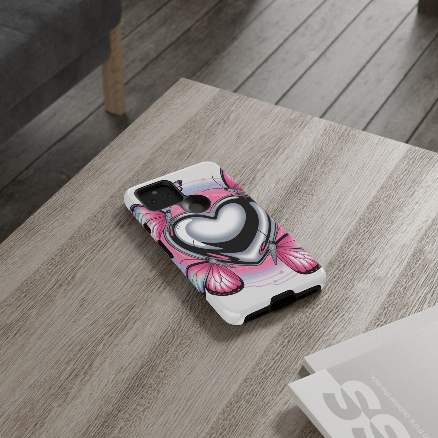 Phone Case - Y2K Aesthetic Chrome Hearts and Butterflies, Cybercore 2000s Vibe