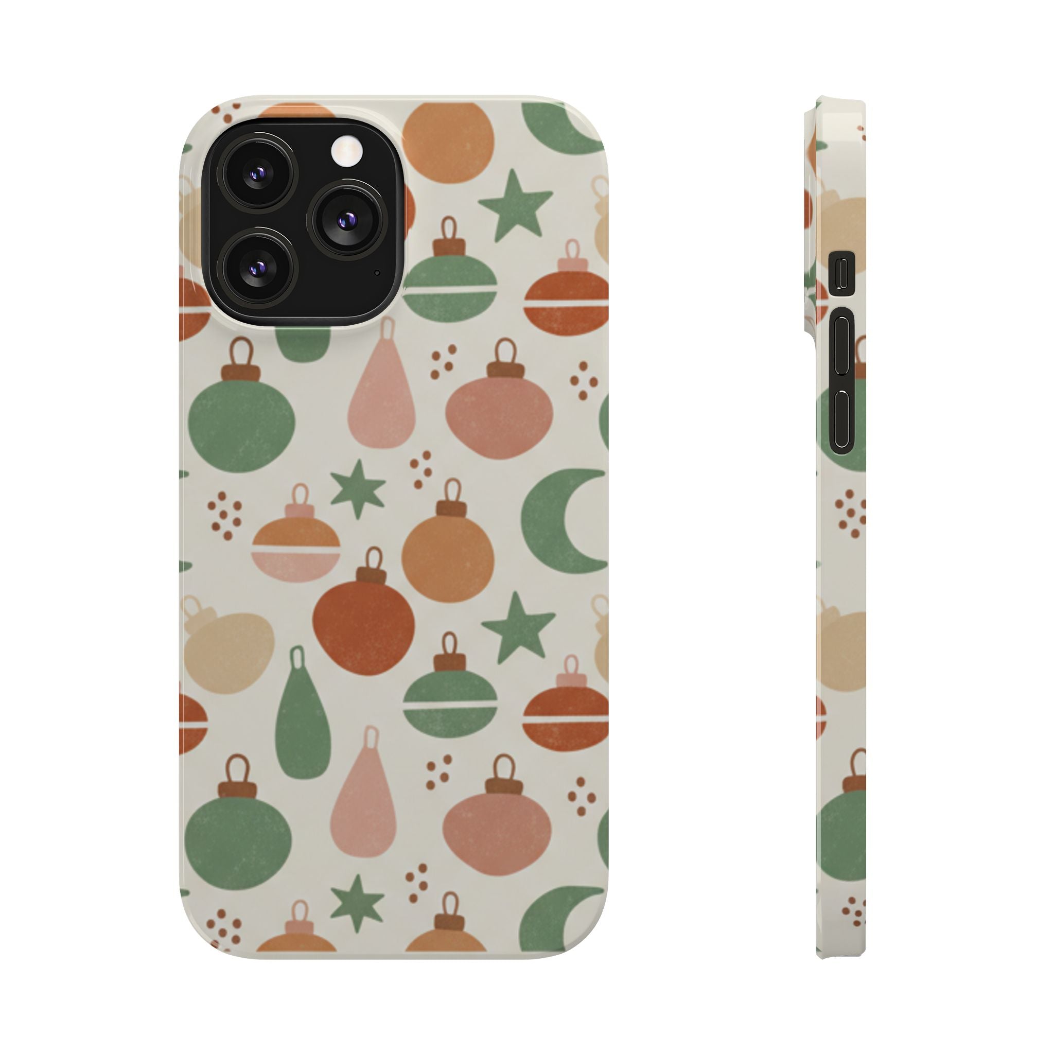 Holiday Ornament Pattern Slim Phone Case — Retro Christmas Baubles Design