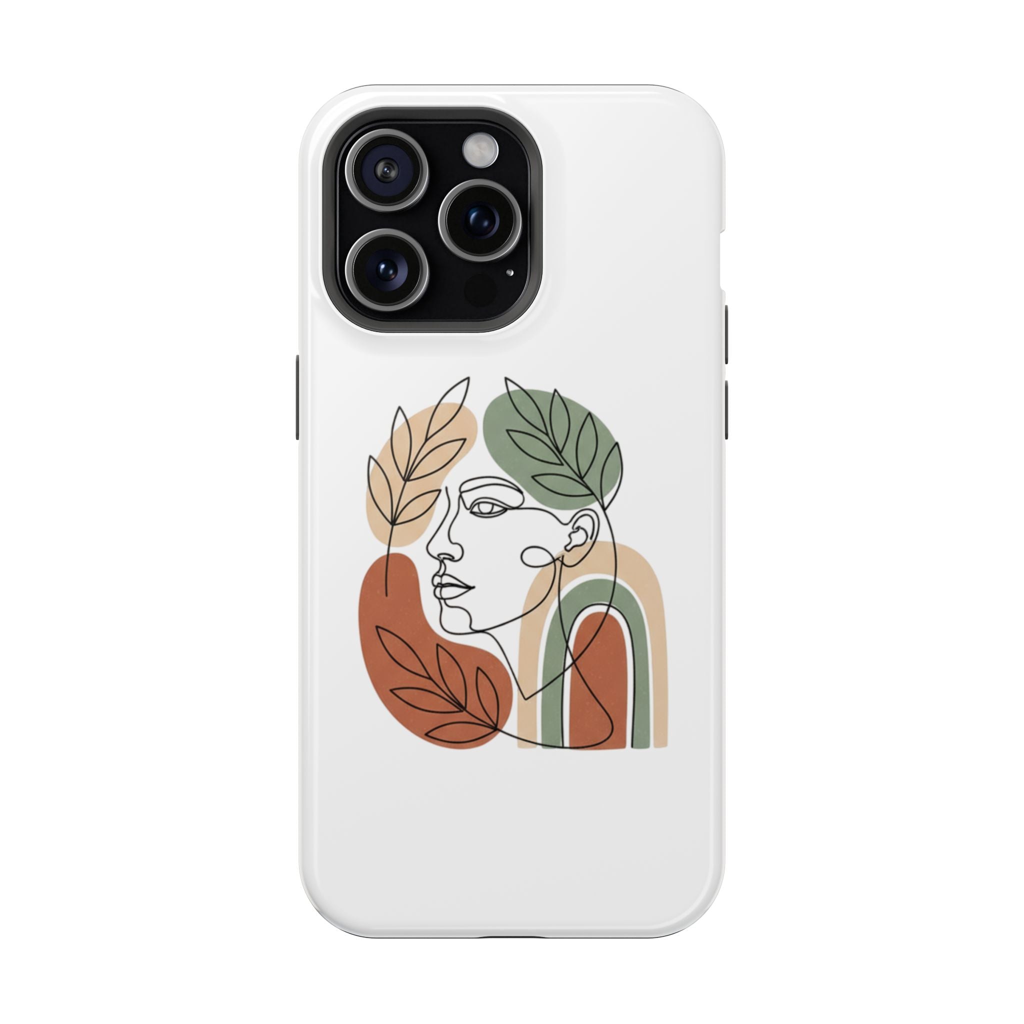 Boho Line-Face Phone Case — Terracotta Sage Minimalist Matte