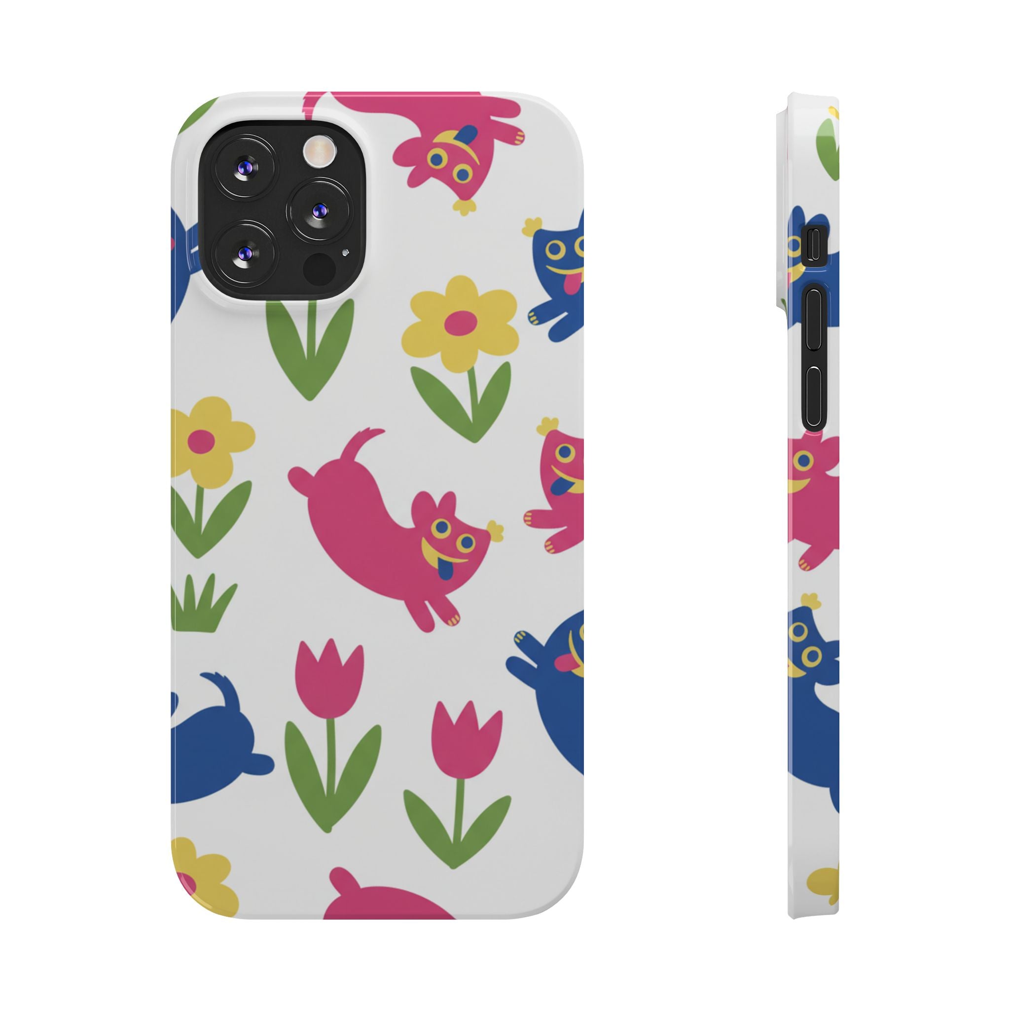 The Joyful Garden: Chunky Sausage Dog & Giant Bloom Phone Case | Modern Naive Art Edition