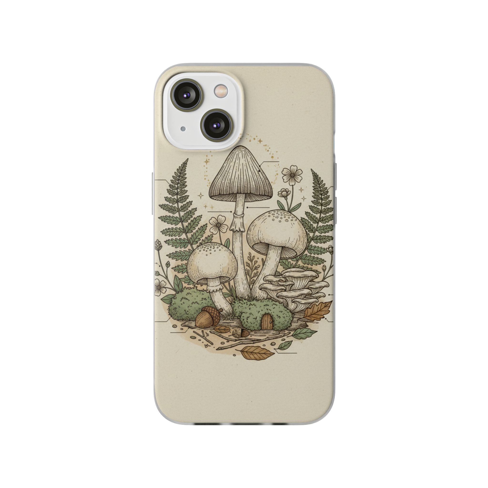 Mushroom Illustration Phone Case — Vintage Scientific Fairycore Design