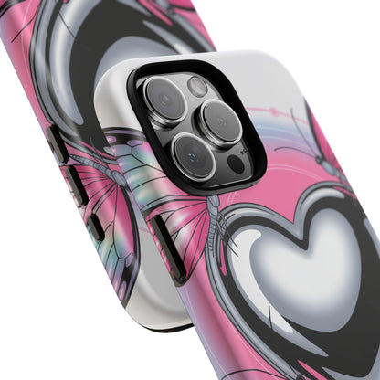 Phone Case - Y2K Aesthetic Chrome Hearts and Butterflies, Cybercore 2000s Vibe