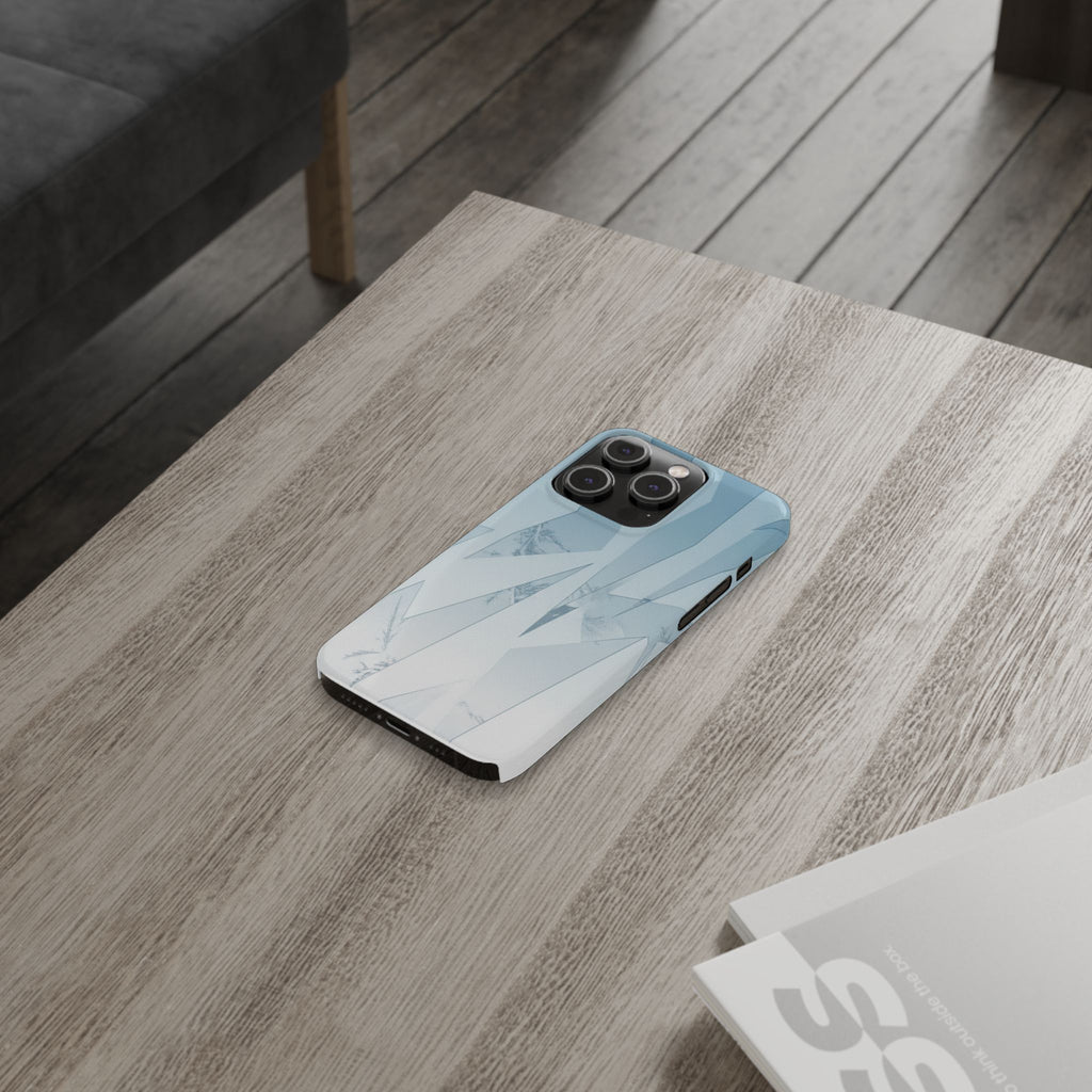 Icy Frost Minimalist Slim Phone Case — Frosted Glass Blue Gradient