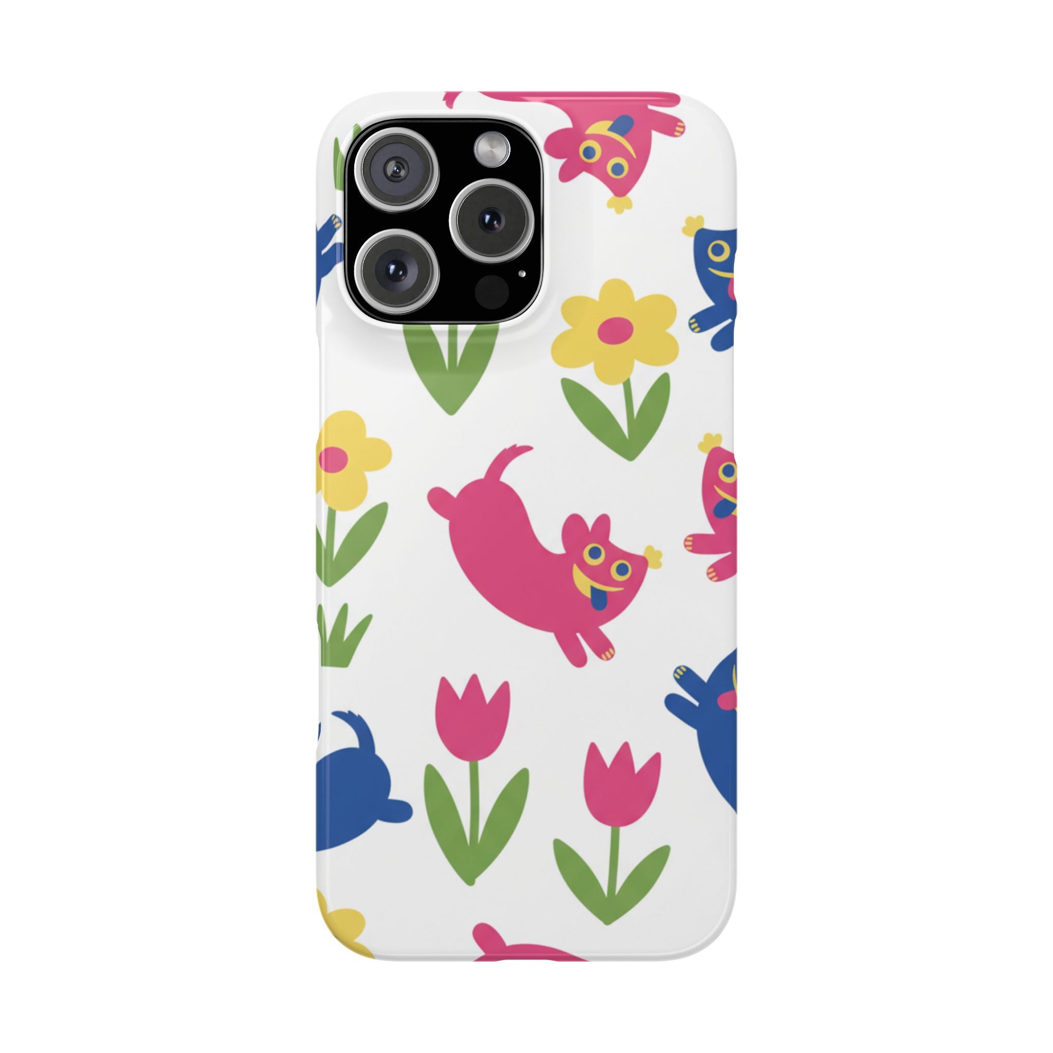 The Joyful Garden: Chunky Sausage Dog & Giant Bloom Phone Case | Modern Naive Art Edition