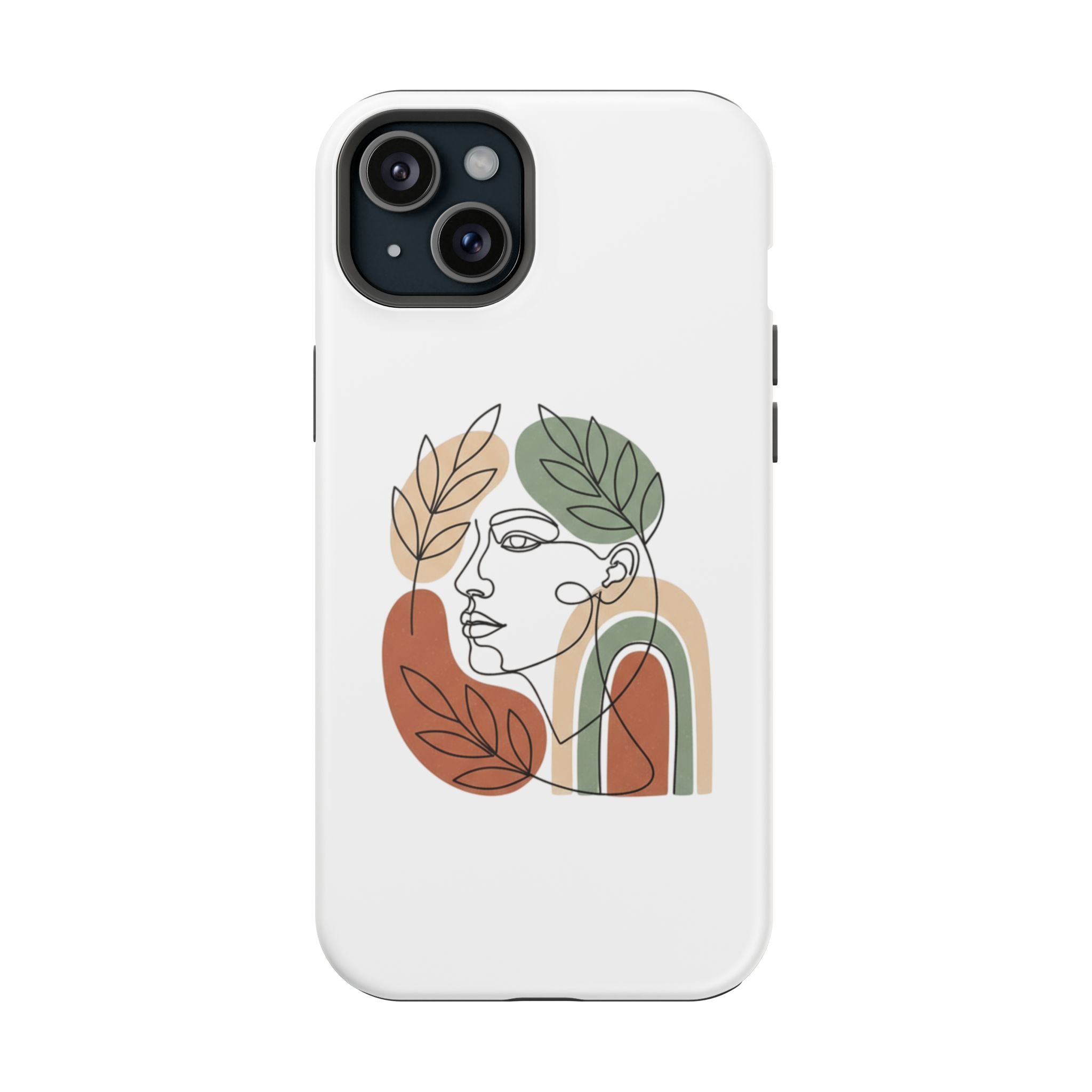 Boho Line-Face Phone Case — Terracotta Sage Minimalist Matte