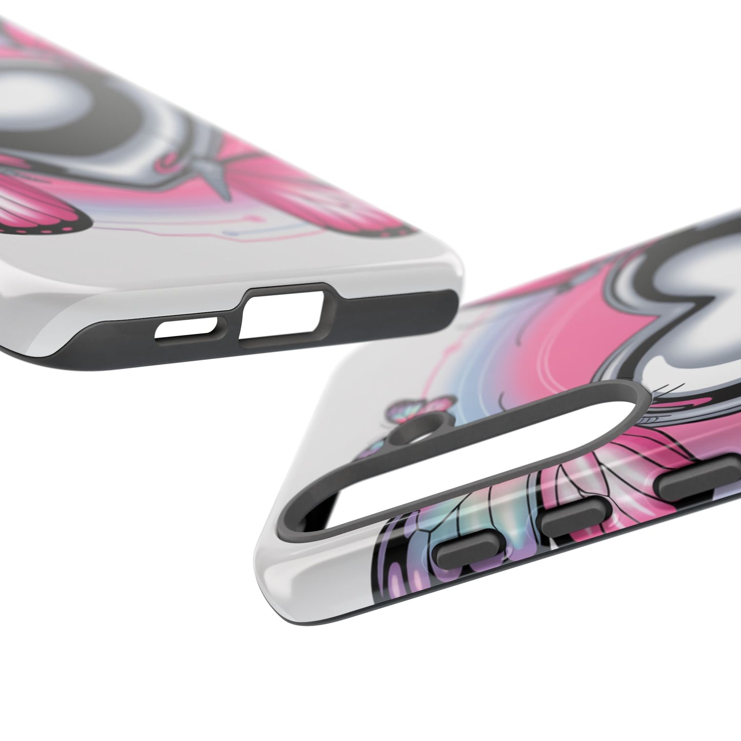 Phone Case - Y2K Aesthetic Chrome Hearts and Butterflies, Cybercore 2000s Vibe