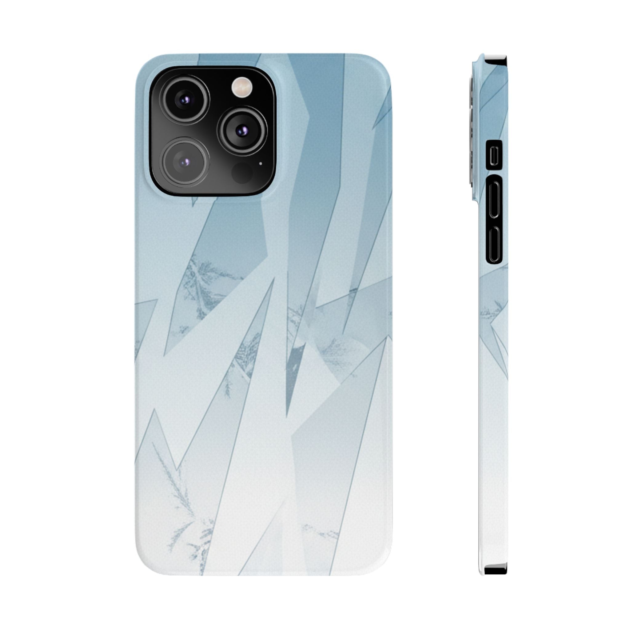 Icy Frost Minimalist Slim Phone Case — Frosted Glass Blue Gradient