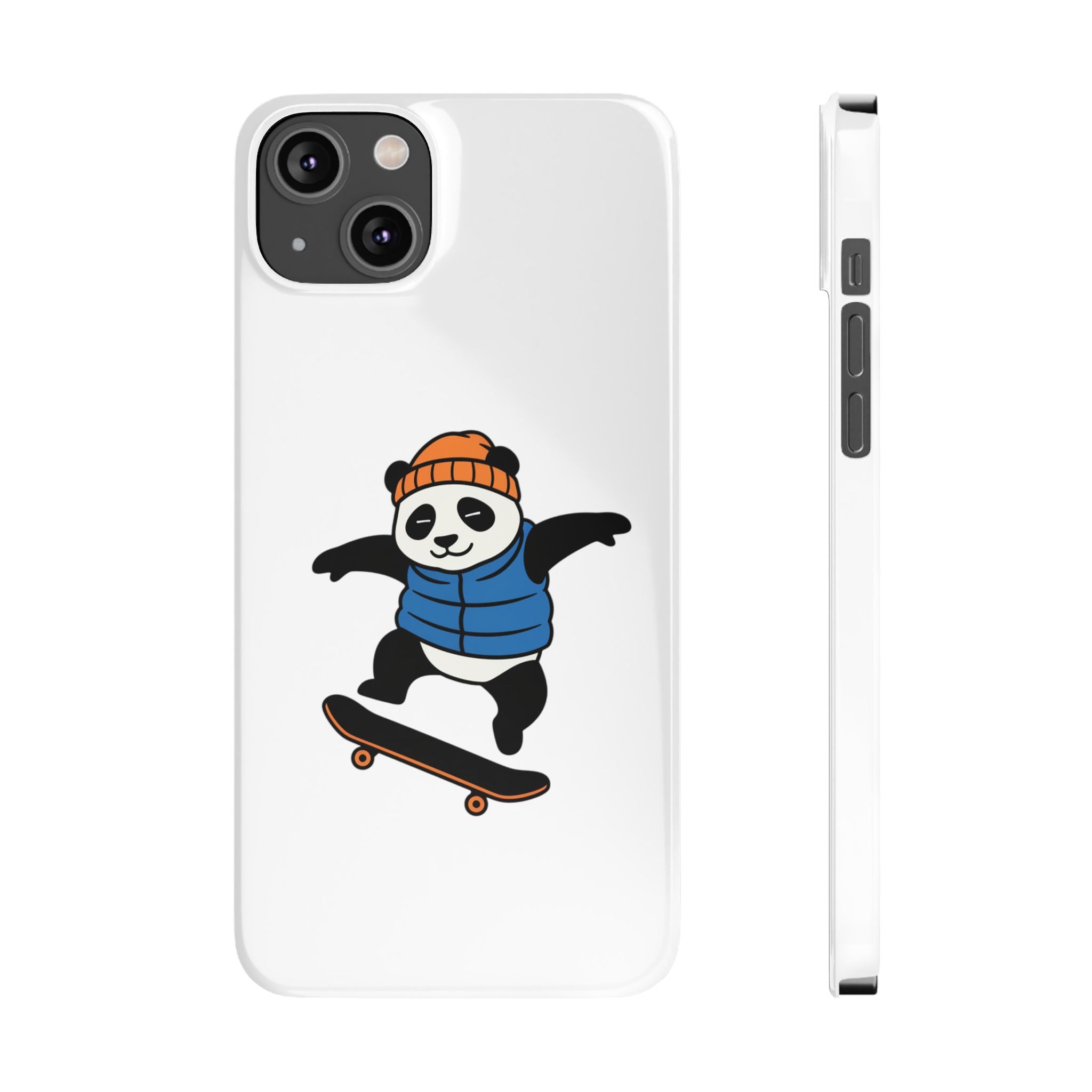 Streetwise Panda: Minimalist Skater Kickflip Graphic Case | Urban Streetwear Cartoon Collection