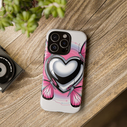 Phone Case - Y2K Aesthetic Chrome Hearts and Butterflies, Cybercore 2000s Vibe