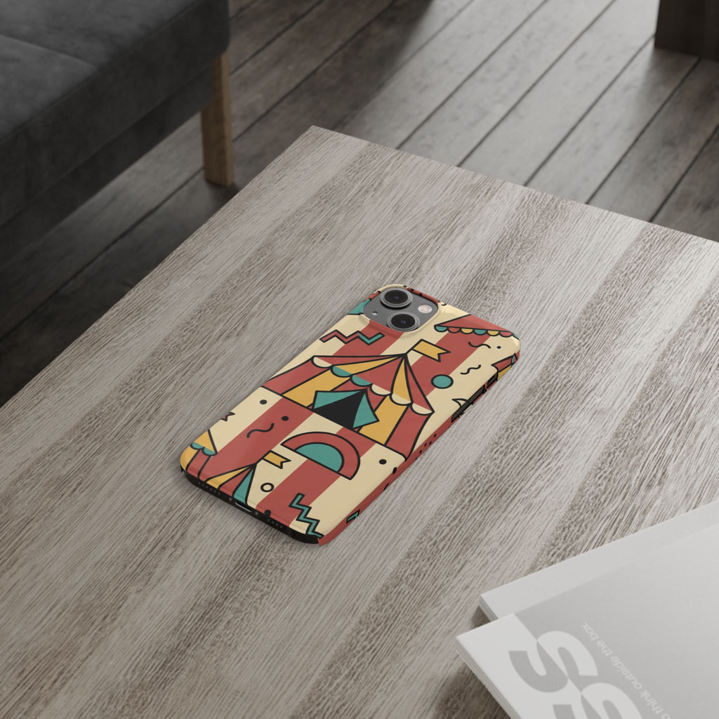 Retro Circus Stripe Slim Phone Case — Vintage 70s Memphis Geometric Design