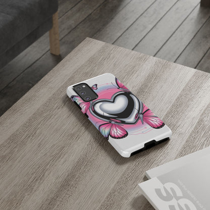 Phone Case - Y2K Aesthetic Chrome Hearts and Butterflies, Cybercore 2000s Vibe