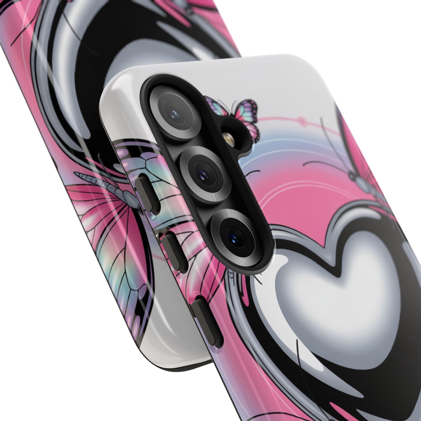 Phone Case - Y2K Aesthetic Chrome Hearts and Butterflies, Cybercore 2000s Vibe