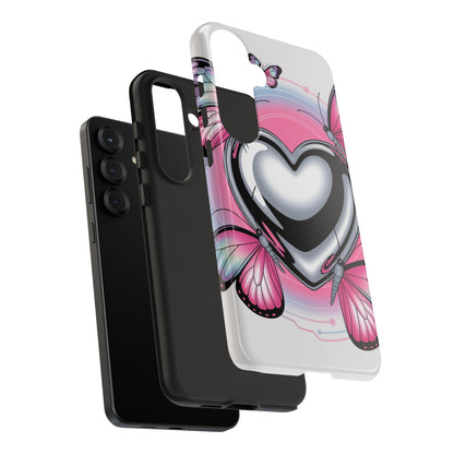 Phone Case - Y2K Aesthetic Chrome Hearts and Butterflies, Cybercore 2000s Vibe
