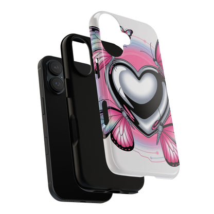 Phone Case - Y2K Aesthetic Chrome Hearts and Butterflies, Cybercore 2000s Vibe